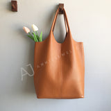 Genuine Leather Tote Vertical Leather Tote Bag Tall Leather Tote Womens 