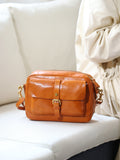 Genuine Leather Boxy Crossbody Bag Purse For Ladies