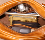 Tan Leather Boxy Crossbody Bag Purse For Ladies