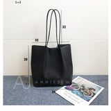 Genuine Leather Medium Tote Bag black Leather Tote Simple Leather Purse Womens