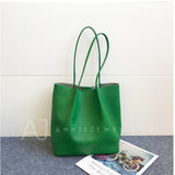 Genuine Leather Medium Tote Bag green Leather Tote Simple Leather Purse Womens