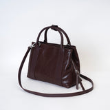 Small Genuine Leather Tote Bag With Zipper Womens Black Leather Handbag - Annie Jewel