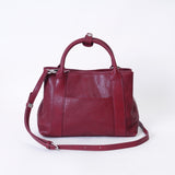 Small Genuine Leather Tote Bag With Zipper Womens burgundy Leather Handbag - Annie Jewel