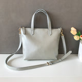 Small silver Leather Tote Bag Ladies Small Leather Purse Tote Bag With Leather Straps 