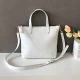 white leather tote handbags Ladies Small Leather Purse Tote Bag With Leather Straps 