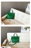 Small green Leather Tote Bag Ladies Small Leather Purse Tote Bag With Leather Straps 