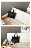 Small Black Leather Tote Bag Ladies Small Leather Purse Tote Bag With Leather Straps 