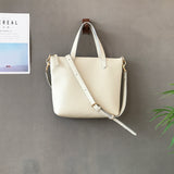 Small white Leather Tote Bag Ladies Small Leather Purse Tote Bag With Leather Straps 