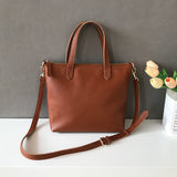 Small brown Leather Tote Bag Ladies Small Leather Purse Tote Bag With Leather Straps 