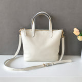 Small white Leather Tote Bag Ladies Small Leather Purse Tote Bag With Leather Straps 