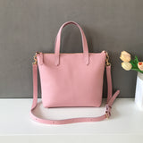 Small pink Leather Tote Bag Ladies Small Leather Purse Tote Bag With Leather Straps 