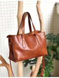 Small brown Leather Tote Bag Small Leather Tote Purse Womens 