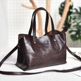 Small brown Leather Tote Bag Small Leather Tote Purse Womens 