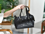 Small Black Leather Tote Bag Small Leather Tote Purse Womens 