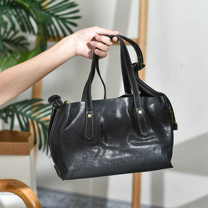 Small Black Leather Tote Bag Small Leather Tote Purse Womens 