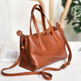 Small tan Leather Tote Bag Small Leather Tote Purse Womens 