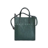 The Leather Small Tote Bag Women's Dark Green Leather Tote With Strap