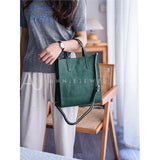 The Leather Small Tote Bag Women's Dark Green Leather Tote With Strap