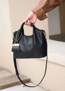 Women's Small Black Leather Tote Bag The Leather Small Tote Bag