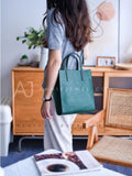 The Leather Small Tote Bag Women's Dark Green Leather Tote With Strap