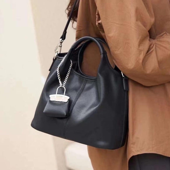 Women's Small Black Leather Tote Bag The Leather Small Tote Bag