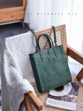 The Leather Small Tote Bag Women's Dark Green Leather Tote With Strap