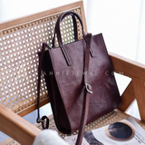 The Leather Small Tote Bag Women's burgundy leather tote bag