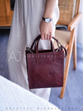 The Leather Small Tote Bag Women's burgundy leather tote bag