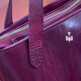 Small Leather Tote Purse purple Leather Purse Zip Top Leather Tote Bag Womens 