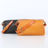 Genuine Leather Cube Clutch Toiletry&Cosmetic Bag Purse Pouch Womens 