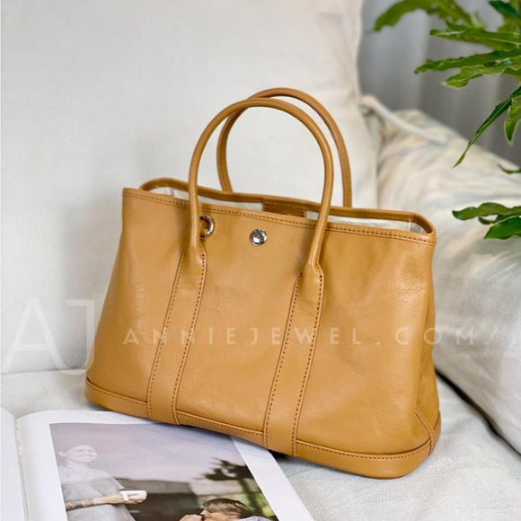 Tan Leather Tote Handbag Tote Bag With Shoulder Strap Womens 