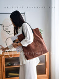 Women's Brown Suede Tote Bag Brown Suede Tote Purses Tote Suede Bag 