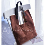 Women's Brown Suede Tote Bag Brown Suede Tote Purses Tote Suede Bag 