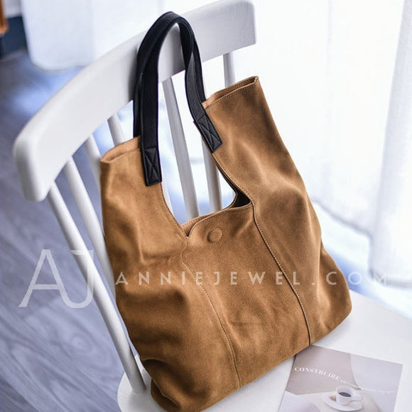 Women's camel Suede Tote Bag Brown Suede Tote Purses Tote Suede Bag 