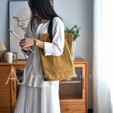 Women's camel Suede Tote Bag Brown Suede Tote Purses Tote Suede Bag 