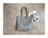 Women's Simple Leather Tote Vertical Leather Tote Bag Cowhide Tote Soft Tote Bags 