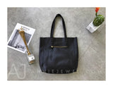 Women's black Leather Tote Vertical Leather Tote Bag Cowhide Tote Soft Tote Bags 