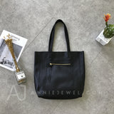 Women's black Leather Tote Vertical Leather Tote Bag Cowhide Tote Soft Tote Bags 