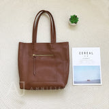 Women's brown Leather Tote Vertical Leather Tote Bag Cowhide Tote Soft Tote Bags 