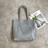 Women's Simple Leather Tote Vertical Leather Tote Bag Cowhide Tote Soft Tote Bags 