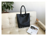 Black Leather Tote Bag Vertical Leather Tote Bag Cowhide Tote Womens 