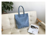 blue Leather Tote Bag Vertical Leather Tote Bag Cowhide Tote Womens 