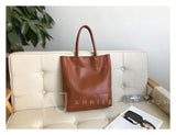 brown Leather Tote Bag Vertical Leather Tote Bag Cowhide Tote Womens 