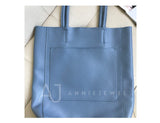 blue Leather Tote Bag Vertical Leather Tote Bag Cowhide Tote Womens 