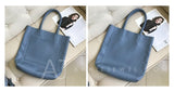 blue Leather Tote Bag Vertical Leather Tote Bag Cowhide Tote Womens 