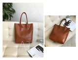 brown Leather Tote Bag Vertical Leather Tote Bag Cowhide Tote Womens 