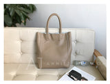 khaki Leather Tote Bag Vertical Leather Tote Bag Cowhide Tote Womens 