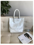 white Leather Tote Bag Vertical Leather Tote Bag Cowhide Tote Womens 