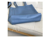 blue Leather Tote Bag Vertical Leather Tote Bag Cowhide Tote Womens 