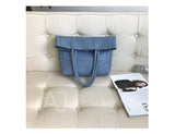 blue Leather Tote Bag Vertical Leather Tote Bag Cowhide Tote Womens 